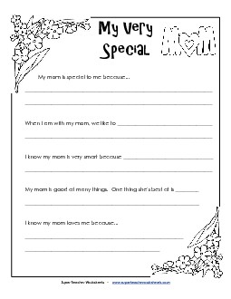 Mom is Special Mothers Day Worksheet