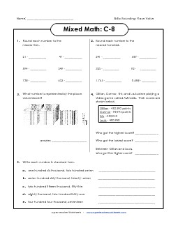 Mixed Math: C8 Word Problems Worksheet