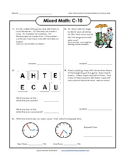 Mixed Math: C10 Word Problems Worksheet