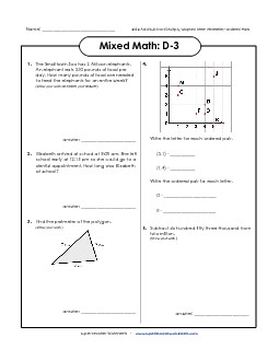 Mixed Math: D3 Word Problems Worksheet