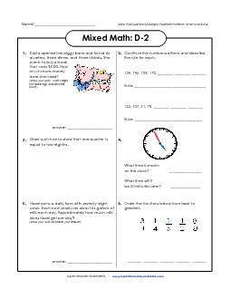 Mixed Math: D2 Word Problems Worksheet