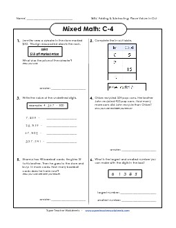 Mixed Math: C4 Word Problems Worksheet