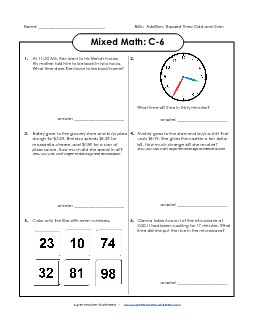 Mixed Math: C6 Word Problems Worksheet