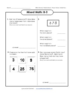 Mixed Math: B3 Word Problems Worksheet