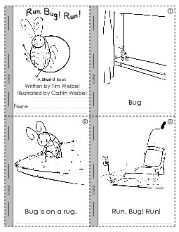 Short U Mini-Book : Run Bug! Run! Minibooks Worksheet