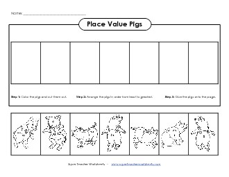 Dancing Pigs (2-Digit)  Place Value Worksheet