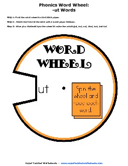 Word Wheel (-ut Words) Phonics Worksheet