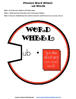 -ub Word Wheel Phonics Worksheet