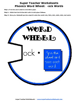 -ock Word Wheel Phonics Worksheet