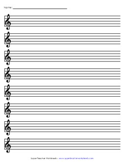 Staff Paper (Treble) Music Worksheet