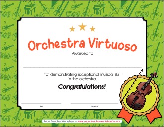 Orchestra Virtuoso Award Awards Worksheet