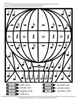 Music Mystery Picture (Hot Air Balloon) Worksheet