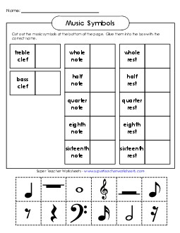 Music Cut-and-Glue (Intermediate) Worksheet