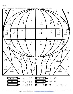 Mystery Picture: Hot Air Balloon (0-9) Multiplication Worksheet