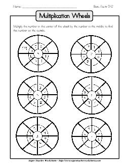 Multiplication Wheels (0-12) Free Worksheet