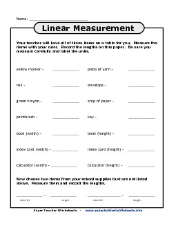 Linear Measurement Learning Center Worksheet