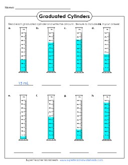 Graduated Cylinders (5s) Measurement Worksheet