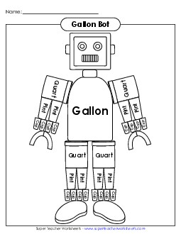 Gallon Bot Picture Free Measurement Worksheet