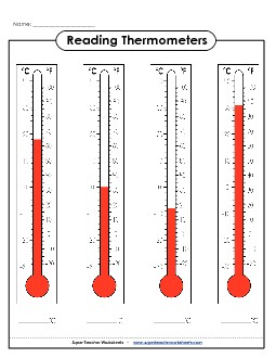 Celsius Thermometers (#2) Measurement Worksheet