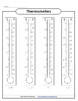 Celsius Thermometers (#3) Measurement Worksheet