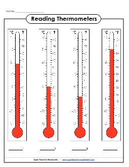 Fahrenheit Thermometers (#2) Measurement Worksheet