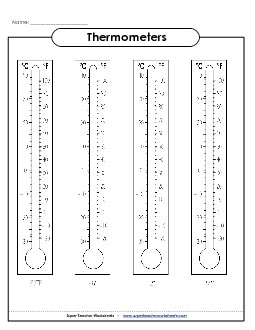 Fahrenheit Thermometers (#3) Measurement Worksheet