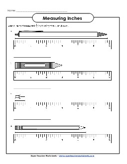 Measuring - Nearest Eighth Inch #2 Measurement Worksheet