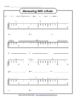 Measuring - Half Inch Line Segments Measurement Worksheet