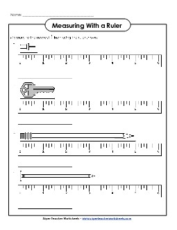 Measuring - Nearest Quarter Inch #1 Free Measurement Worksheet