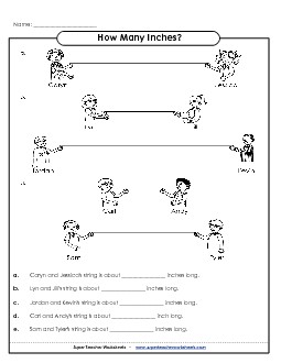 Measuring String - Nearest Inch Measurement Worksheet