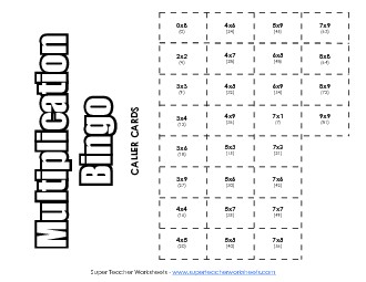 Game: Multiplication Bingo Worksheet