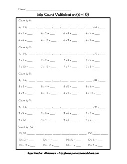 Multiplication Skip Count (6-10) Worksheet