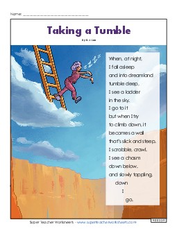 Taking a Tumble 6th Grade Reading Comprehension Worksheet