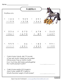 More 3-Digit Addition Practice Worksheet