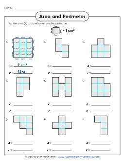 Area & Perimeter 1 (Basic) Geometry Worksheet