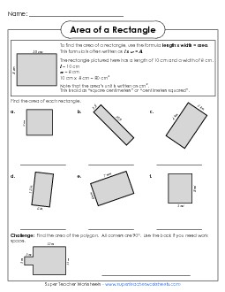 Area of a Rectangle 1 Free Geometry Worksheet