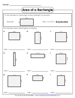 Area of a Rectangle 3 Geometry Worksheet