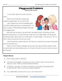 Playground Problems Bullying Worksheet