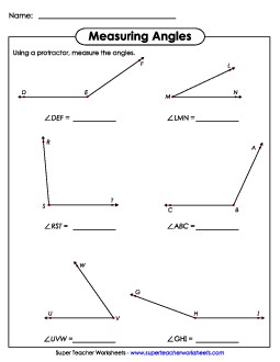 Measuring Angles 2 Geometry Worksheet