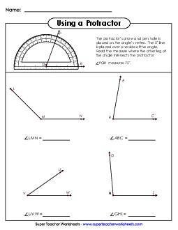 Using a Protractor 3 Geometry Worksheet