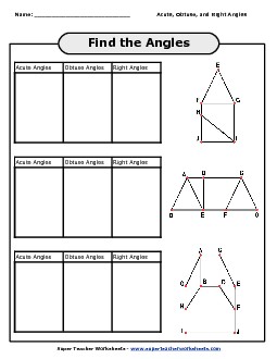 Acute, Obtuse, and Right Angles Geometry Worksheet