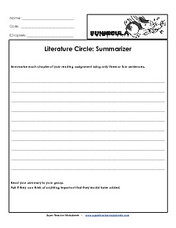 Lit Circles: Summarizer Books Worksheet