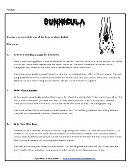 Bunnicula Projects Books Worksheet