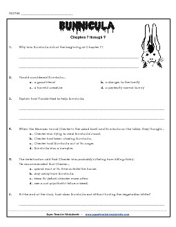 Questions for Chapters 7 - 9 Books Worksheet