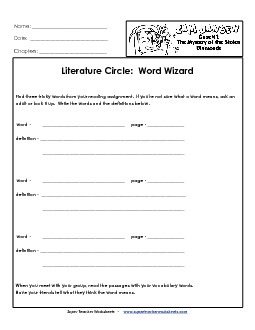 Lit. Circles: Word Wizard Books Worksheet