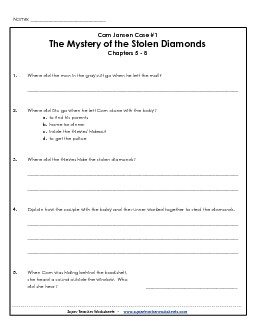 Questions for Chapters 5-8 Books Worksheet