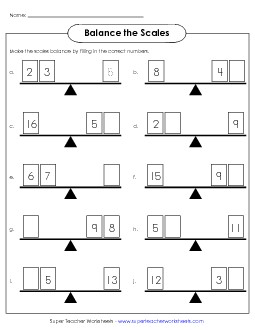 Addition Balance Scales Worksheet