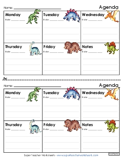 Dinosaur Homework Agenda Teachingtools Worksheet