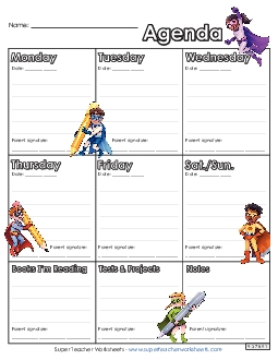 Super Hero Homework Agenda Teachingtools Worksheet