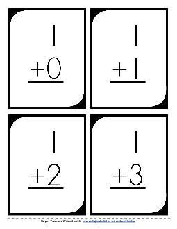 Addition Flash Cards (Large) Free Worksheet